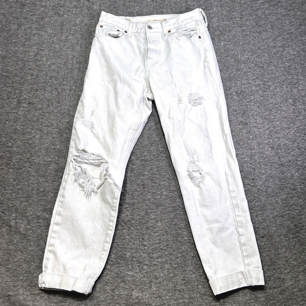 Levi's Wedgie Fit Jeans Womens 26 White Distressed 90s Y2K Straight Leg Denim